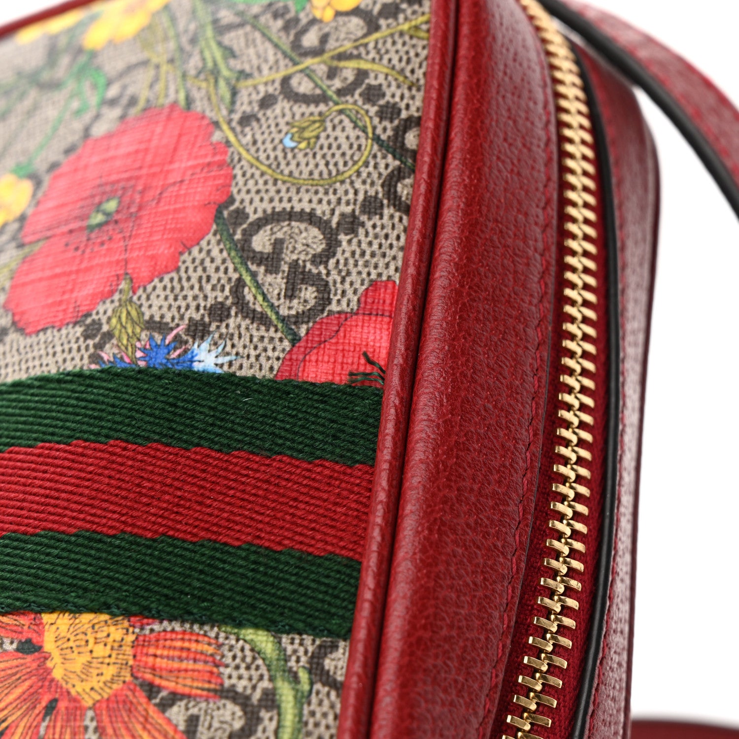 Gucci GG Supreme Monogram Flora Web Mini Ophidia Shoulder Bag Red 11 of 13