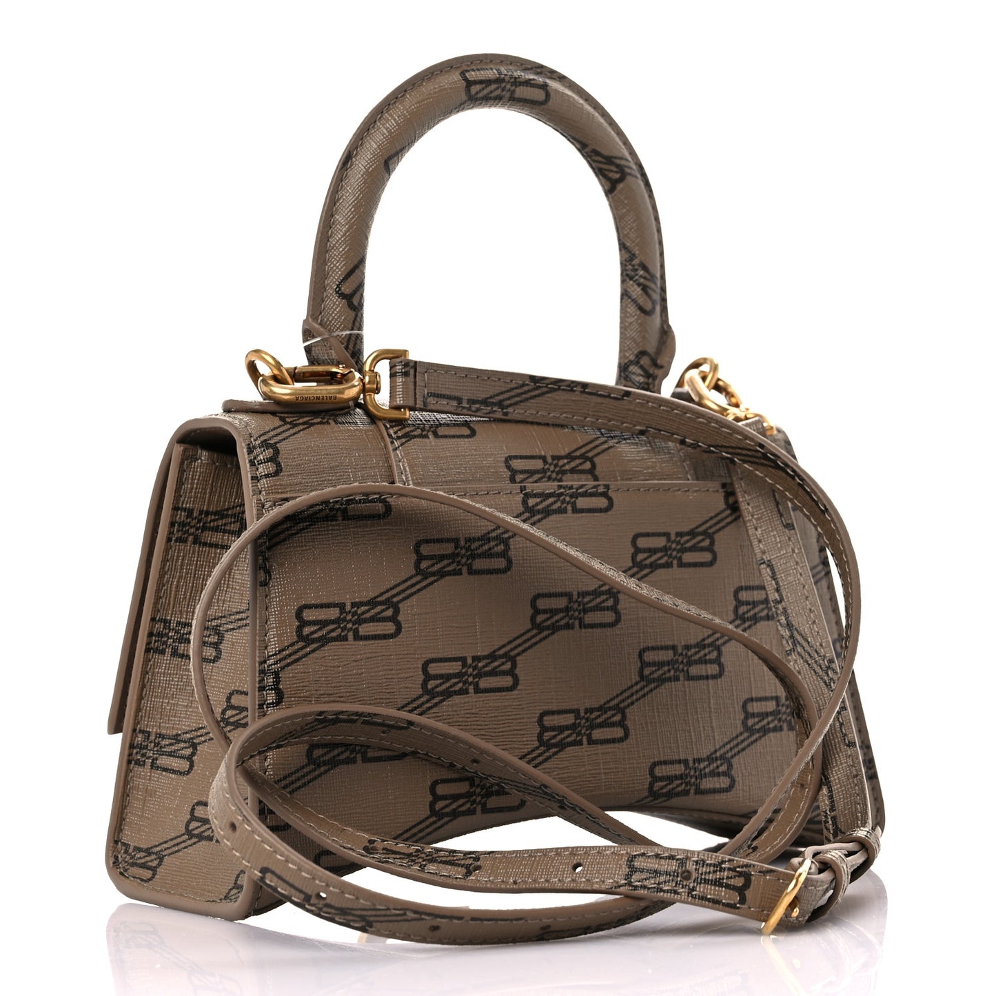 Coated Canvas BB Monogram Hourglass Top Handle Bag XS Beige Brown