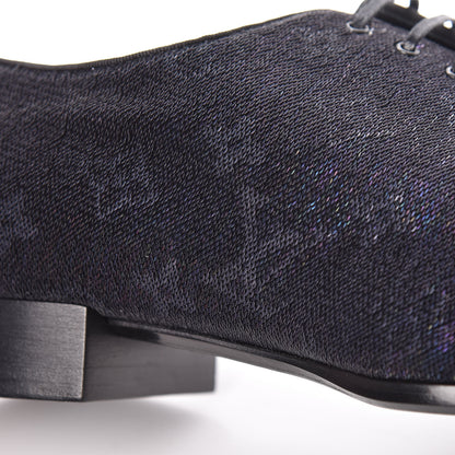 Louis Vuitton Monogram Embroided Sequins Mens Grenelle Richelieu Shoes 8 Black 8 of 9