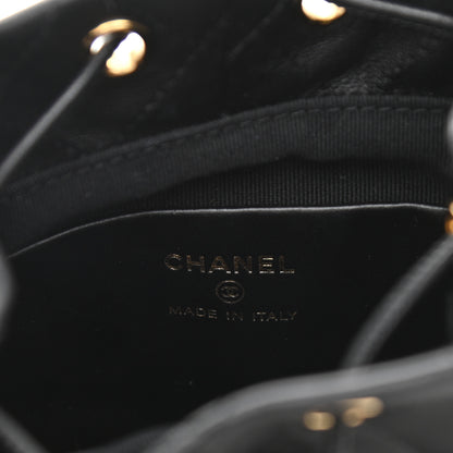 Chanel Metal Lambskin Quilted Small Chain Bucket Bag Black 7 of 12