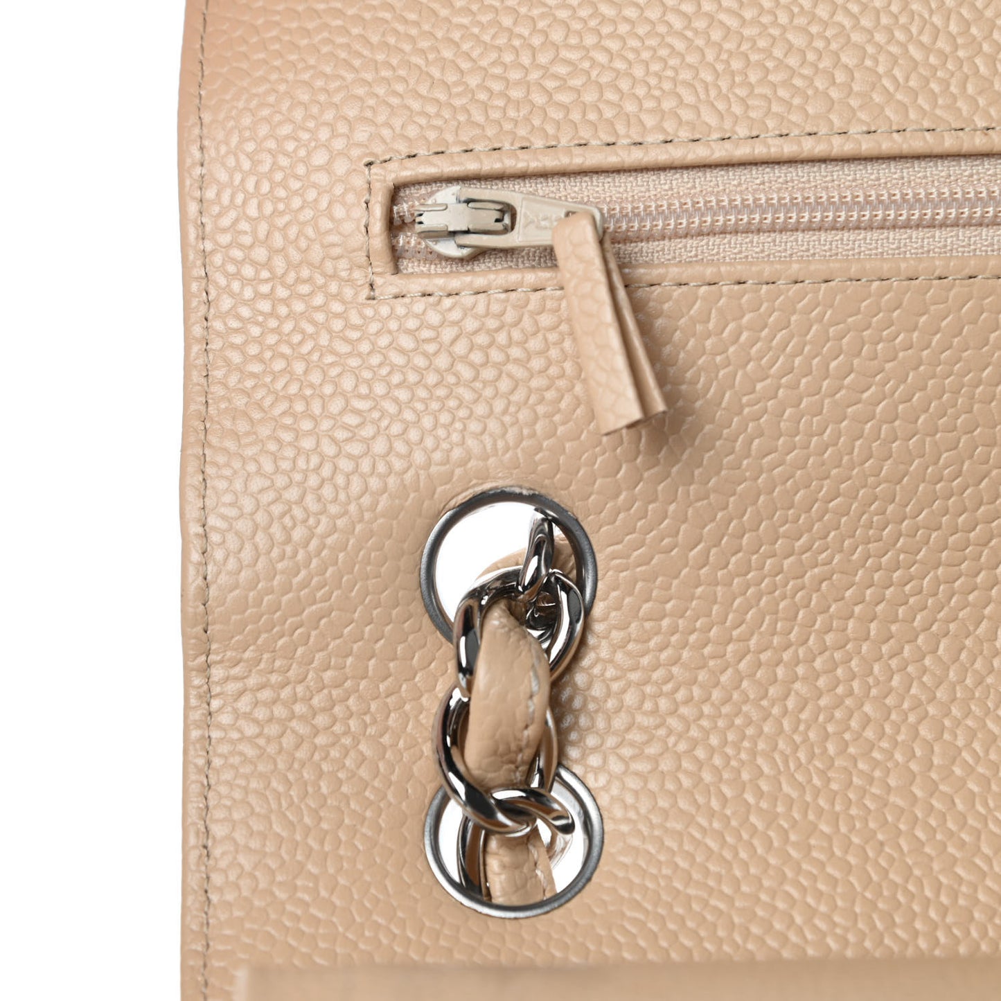 Caviar Quilted Jumbo Double Flap Beige Clair