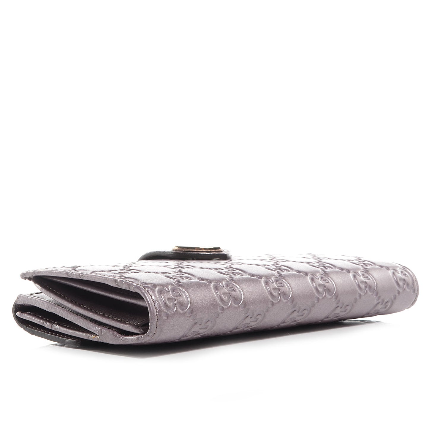 Metallic Soft Guccissima Heart Continental Wallet Lilac