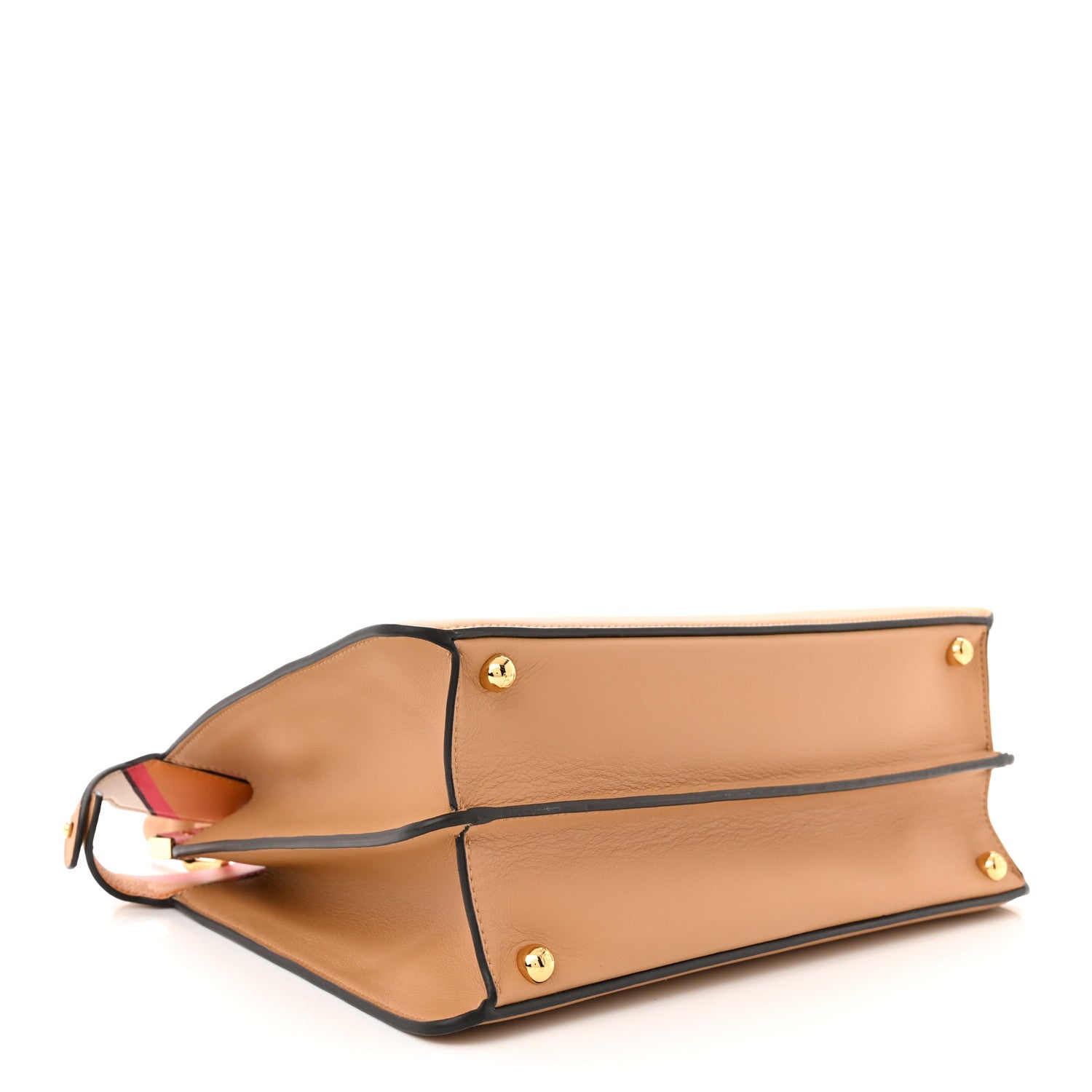 Fendi Vitello Seta Nappa FF Striped Embossed Medium Peekaboo I SEE U Satchel Miele Scuro Multicolor 4 of 11