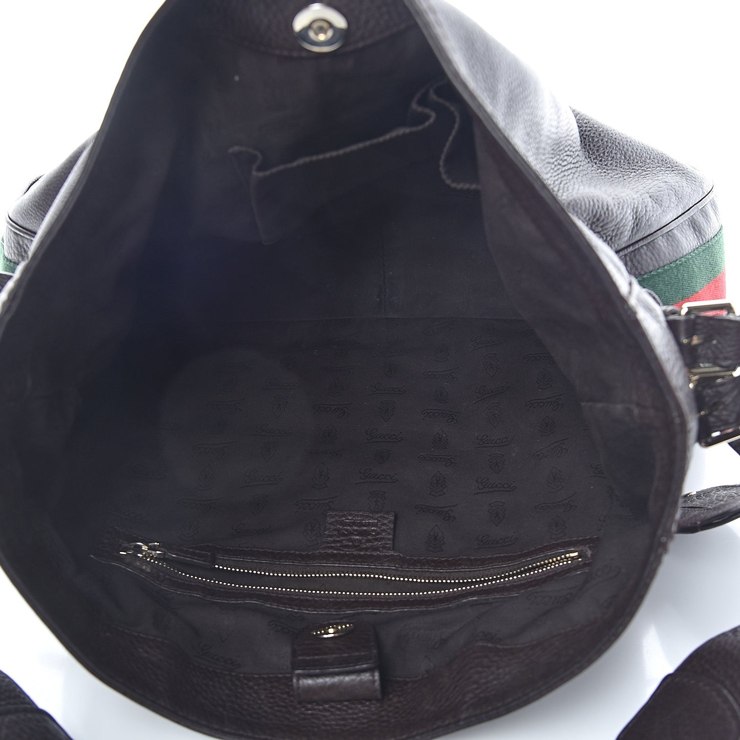 Calfskin Web Heritage Shoulder Bag Dark Brown