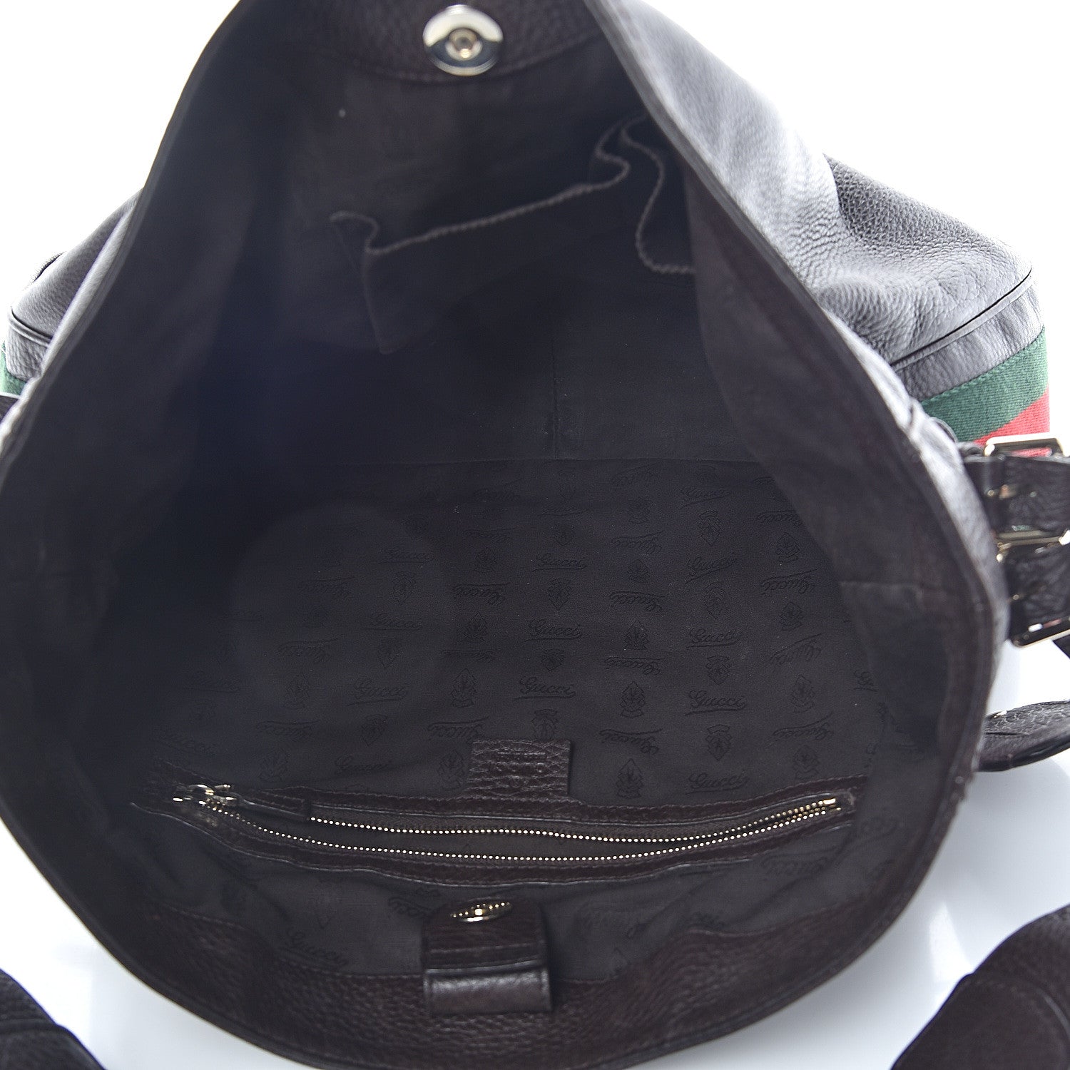 Gucci Calfskin Web Heritage Shoulder Bag Dark Brown 4 of 10