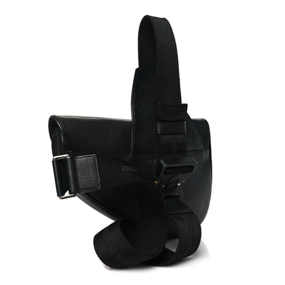 Christian Dior Grained Calfskin Mens Saddle Bag Black 3 of 10