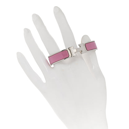 Hermes Enamel Narrow Clic Clac H Bracelet PM Rose Flamingo 2 of 4
