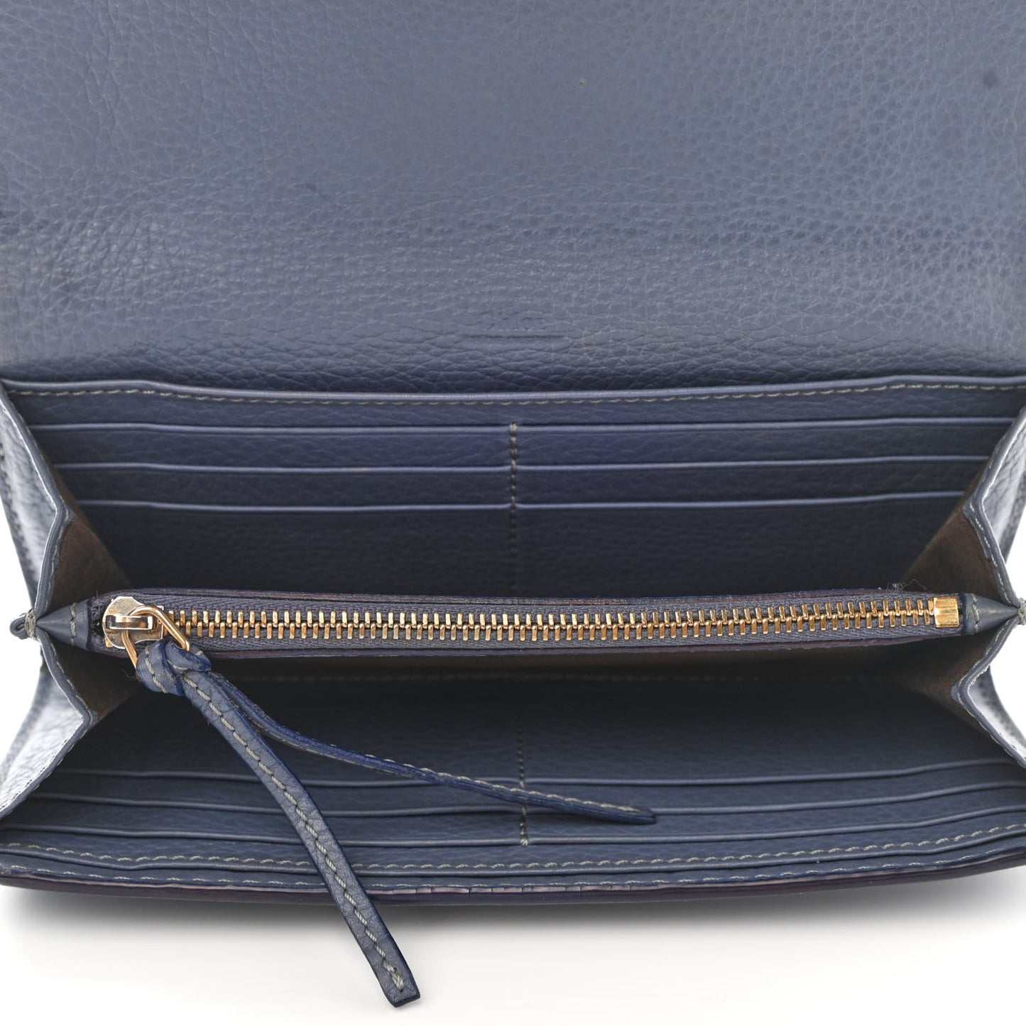 Calfskin Marcie Continental Flap Wallet Street Blue