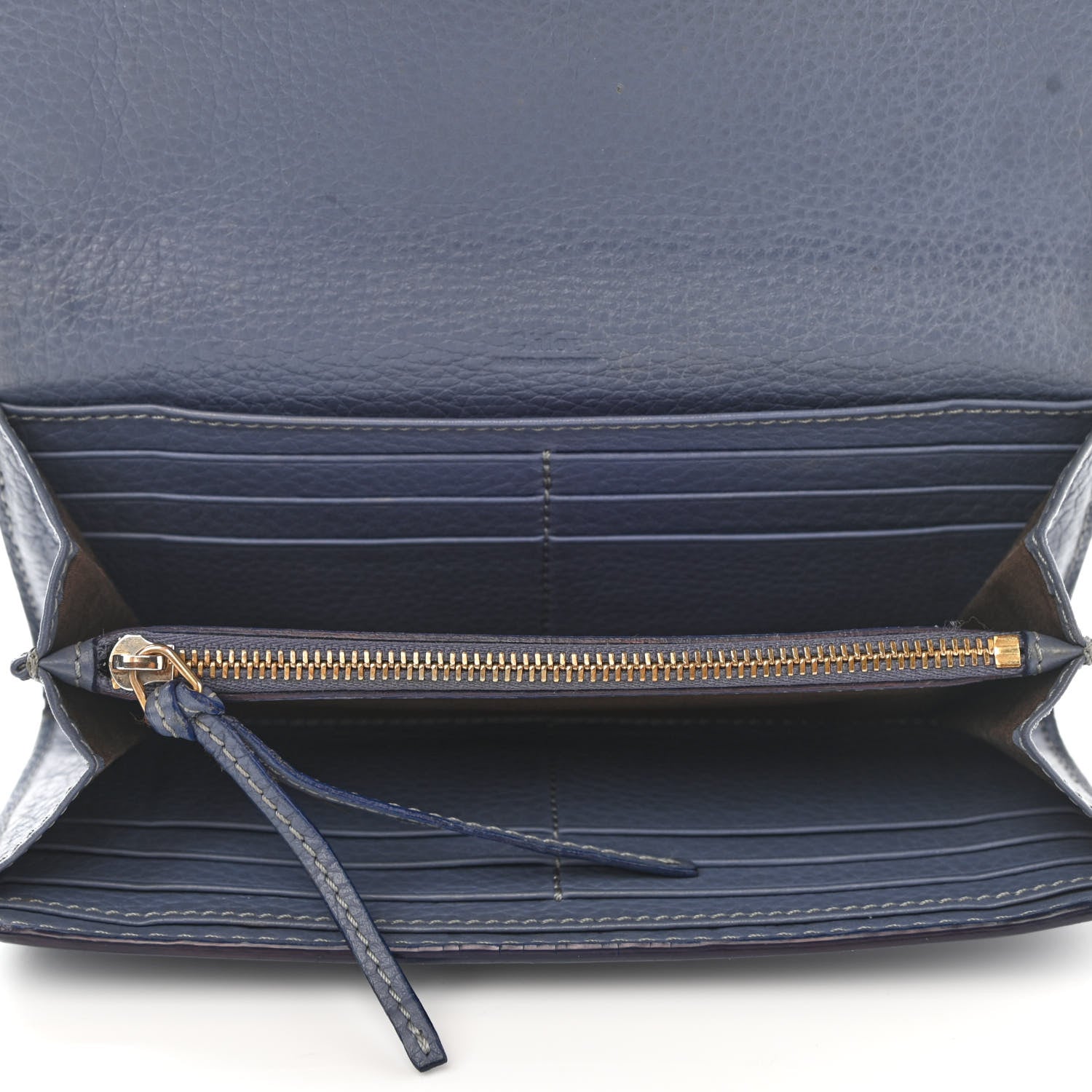 Chloe Calfskin Marcie Continental Flap Wallet Street Blue 5 of 13