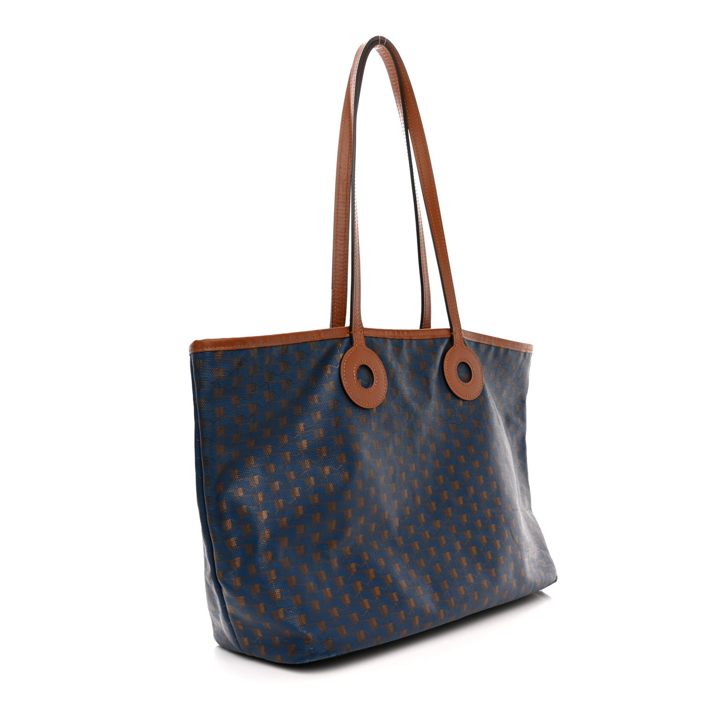 Grained Calfskin Canvas 1920 Oh! Tote Ruban Duo MM Indigo Bronze Cognac