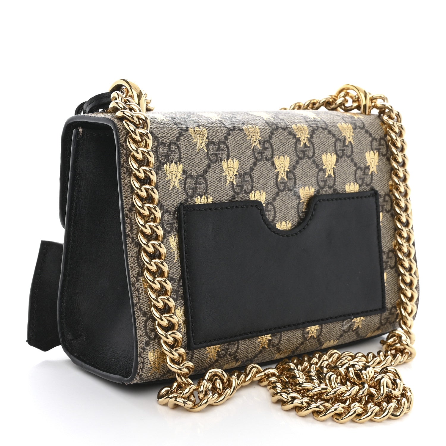 Gucci GG Supreme Monogram Bees Small Padlock Shoulder Bag Black 3 of 11