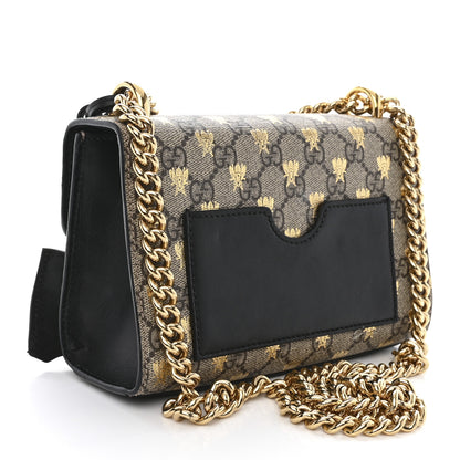 Gucci GG Supreme Monogram Bees Small Padlock Shoulder Bag Black 3 of 11