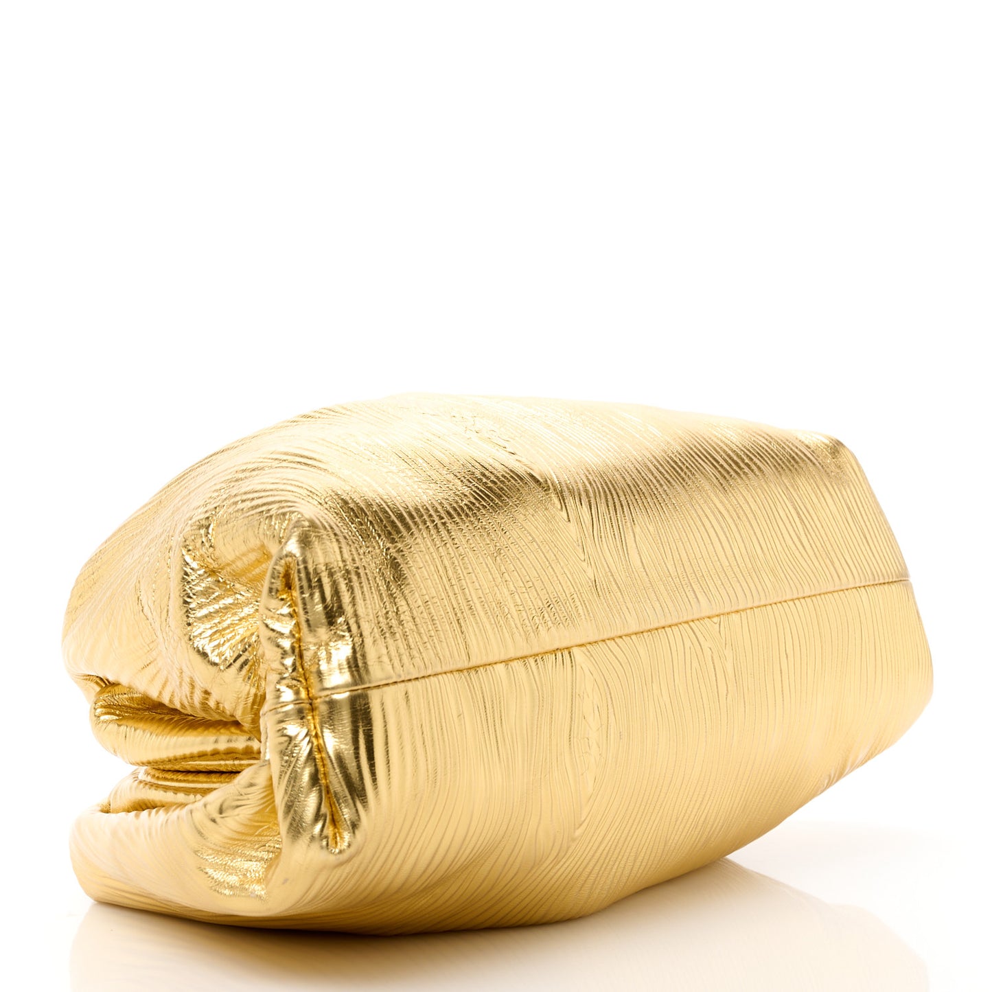Metallic Bark Calfskin Embossed The Pouch Oversized Clutch Oro