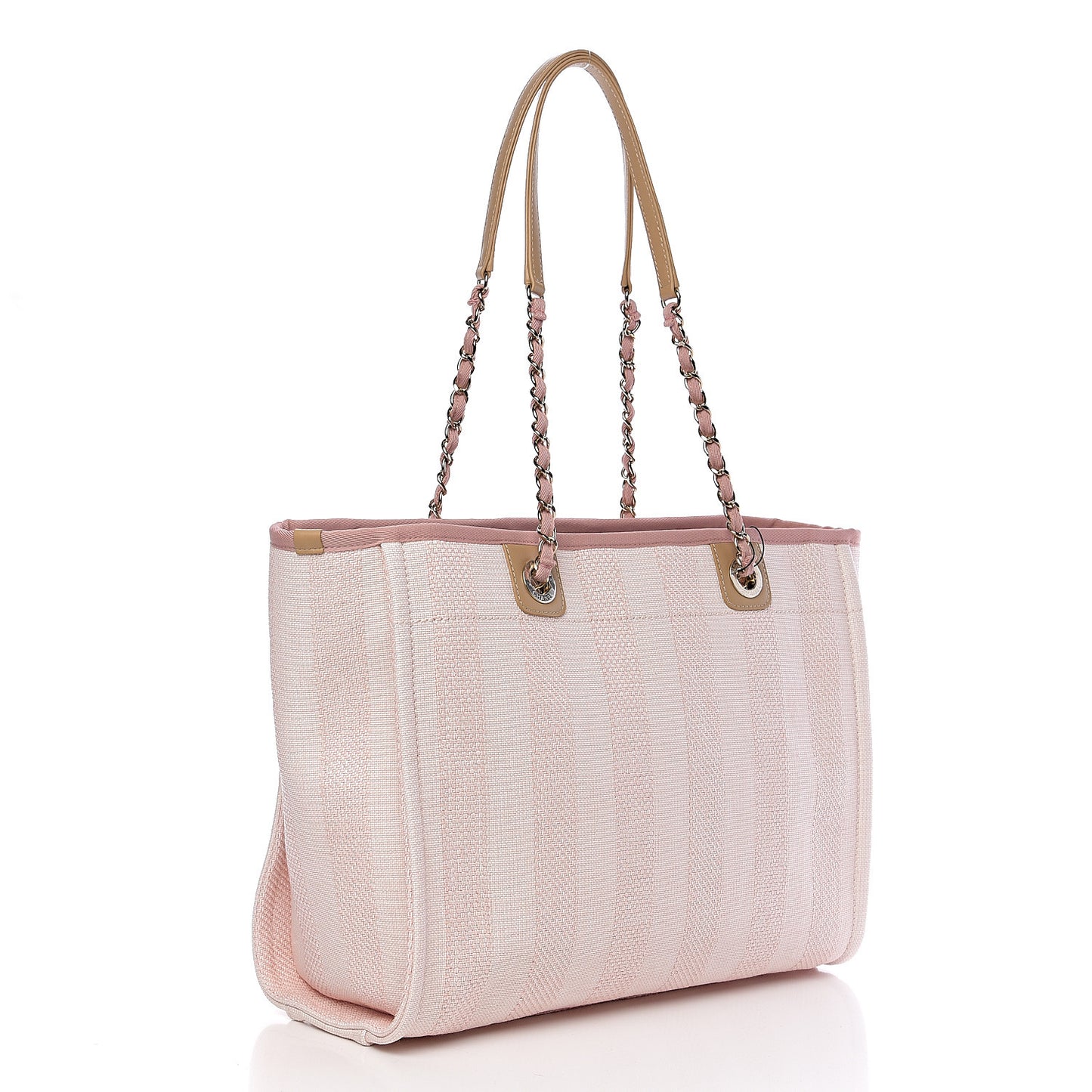 Mixed Fibers Striped Small Deauville Tote Light Pink