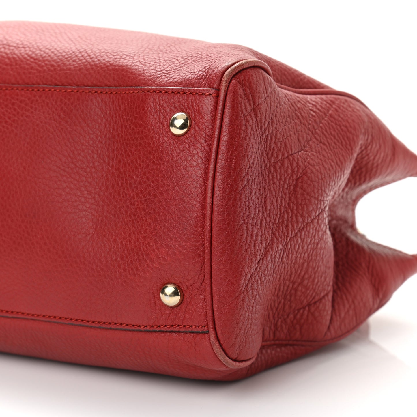 Pebbled Calfskin Medium Bamboo Shopper Tote Red
