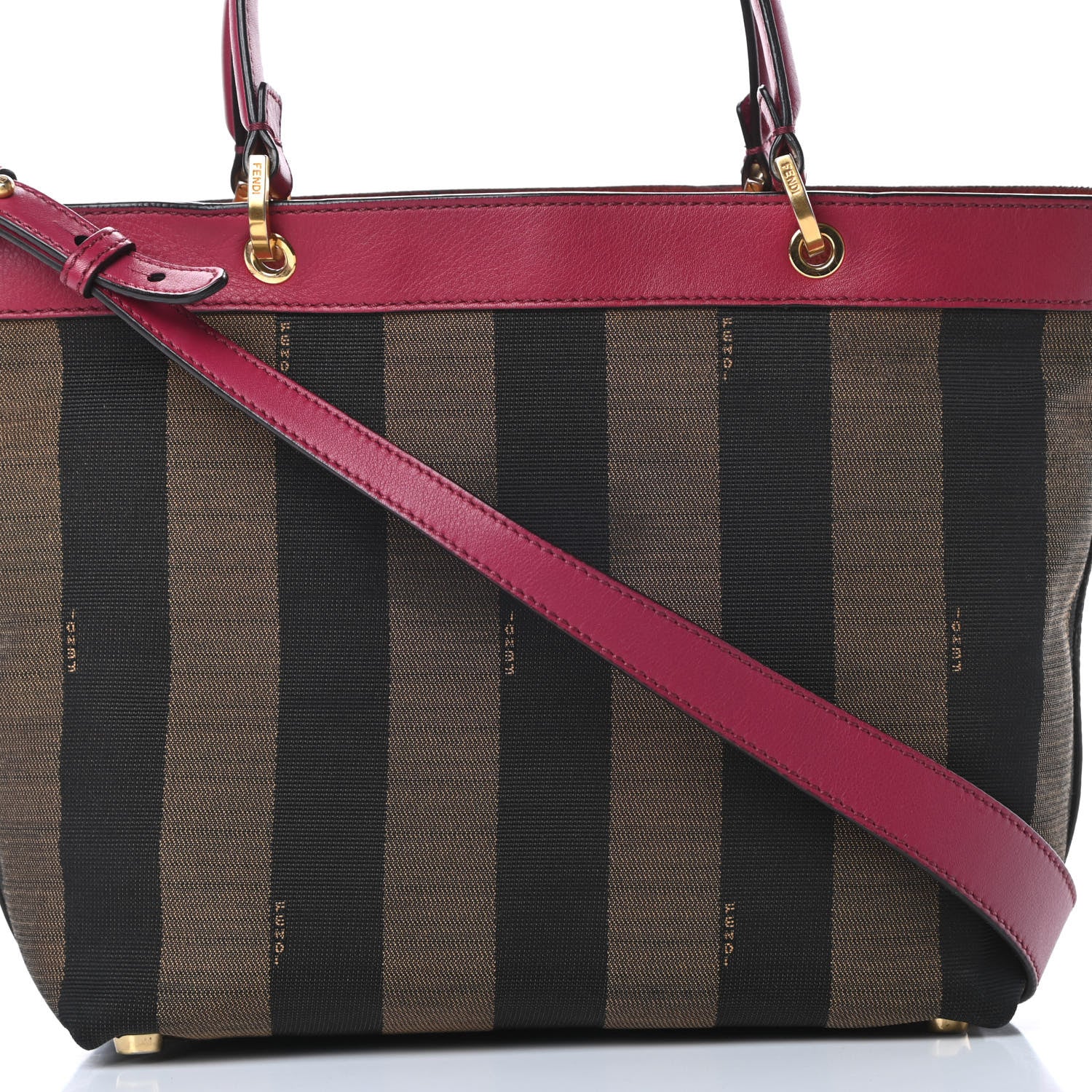 Fendi Pequin Vitello Small Shoulder Tote Tobacco Amarena 8 of 17