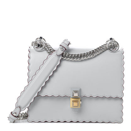 Fendi Vitello Liberty Scalloped Studded Small Kan I Shoulder Bag Grigio Perla 1 of 10