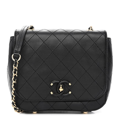 Chanel Calfskin Stitched Small Covered CC Flap Bag Black 1 of 12