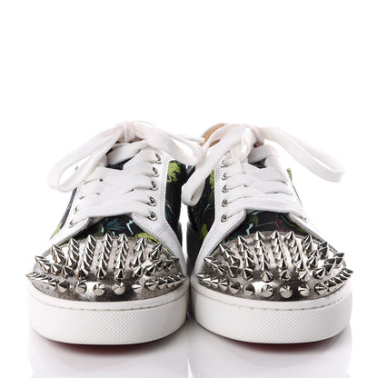 Christian Louboutin Calfskin Patent Satin Jaguar Printed Spike Vieira Low Top Sneakers 36 3 of 10