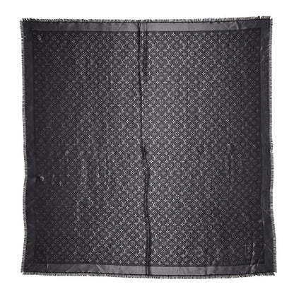 Louis Vuitton Silk Lurex Wool Monogram Shine Shawl Black 1 of 5