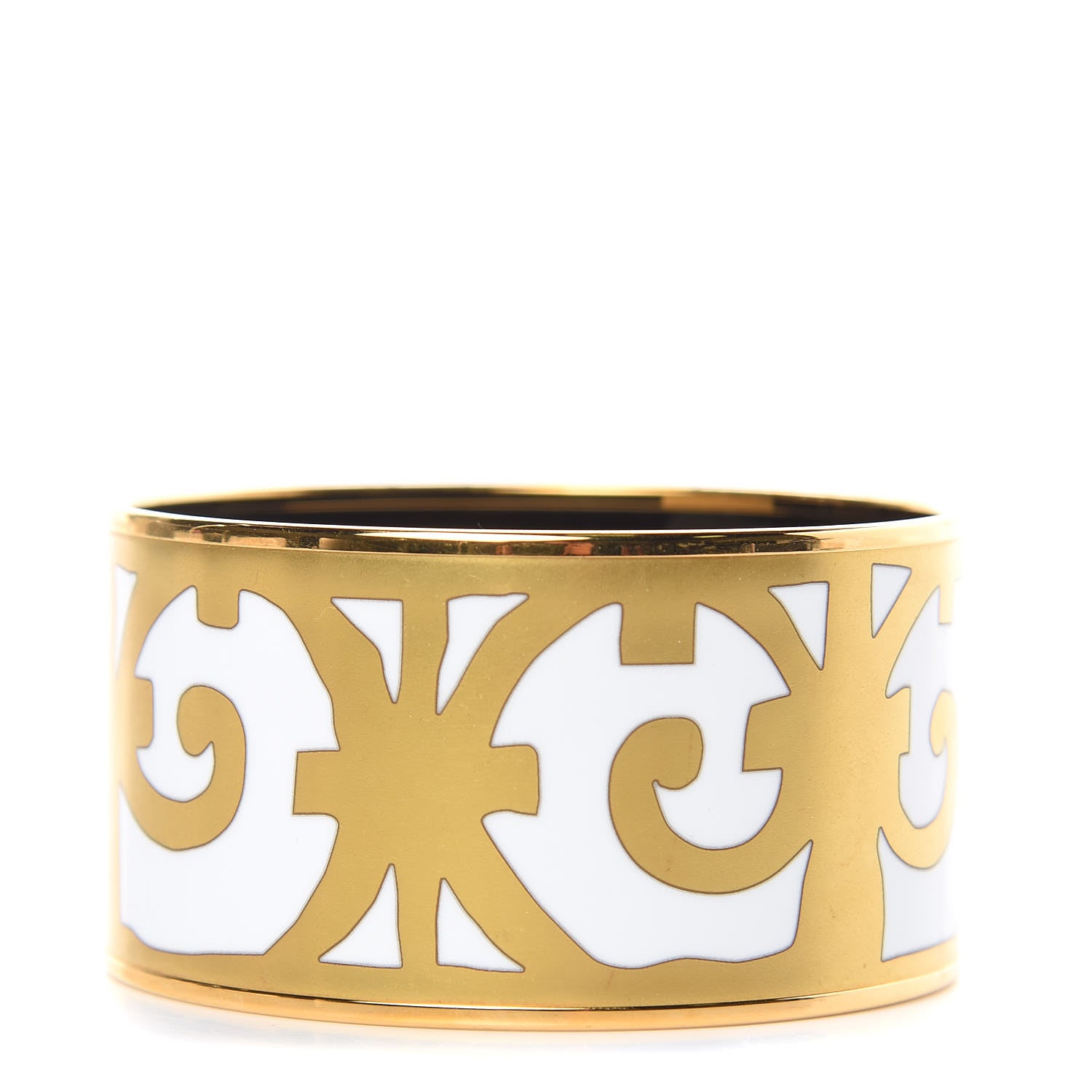Hermes Enamel Printed Extra Wide Balcons du Guadalquivir Bracelet 70 Gold 1 of 6
