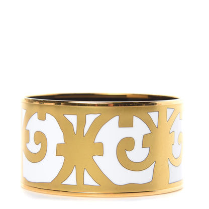 Hermes Enamel Printed Extra Wide Balcons du Guadalquivir Bracelet 70 Gold 1 of 6