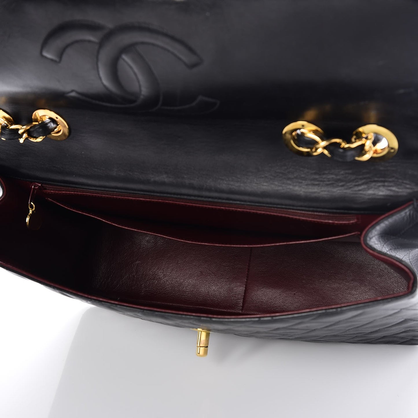 Lambskin Quilted Jumbo Single Flap Black