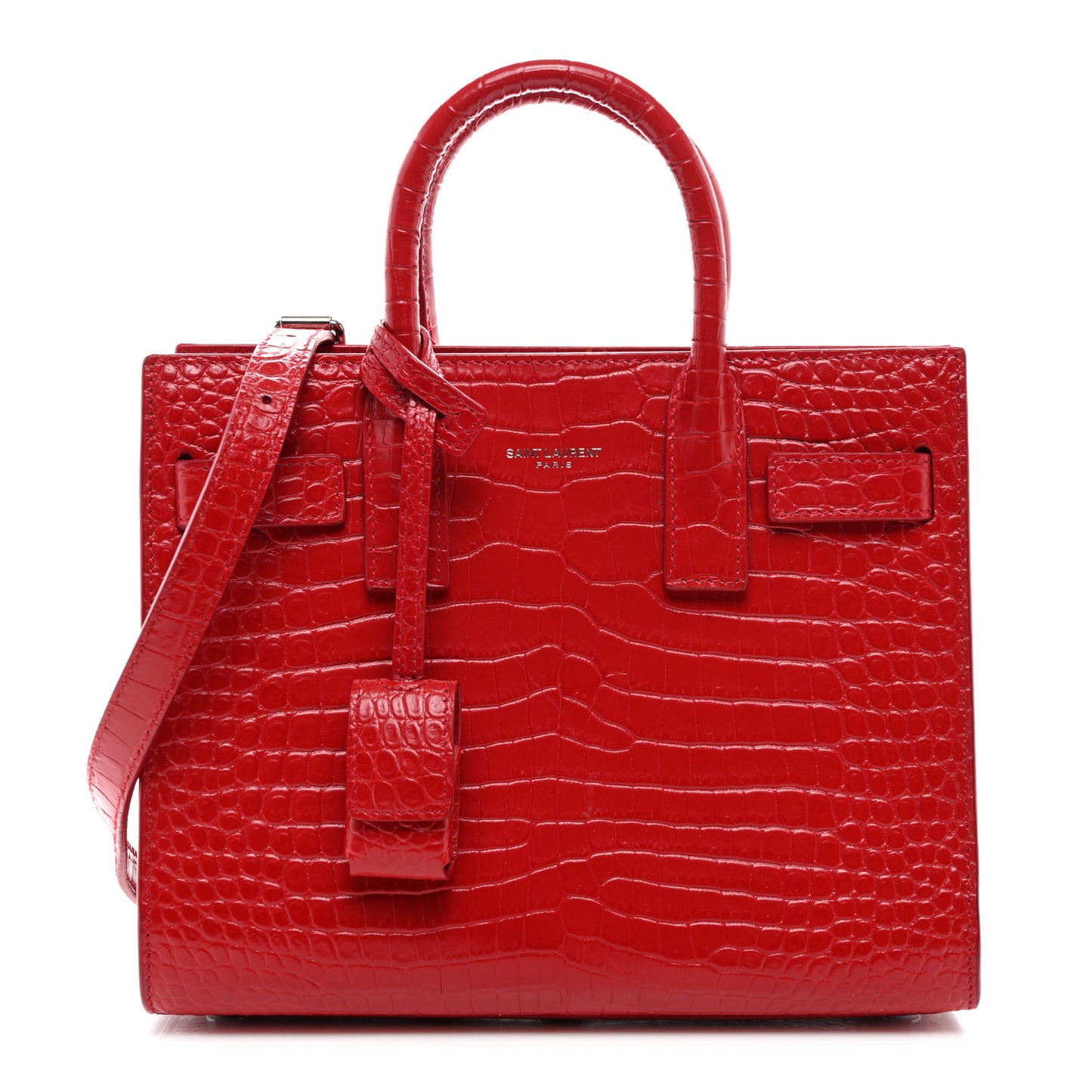 Calfskin Crocodile Embossed Nano Sac De Jour Red