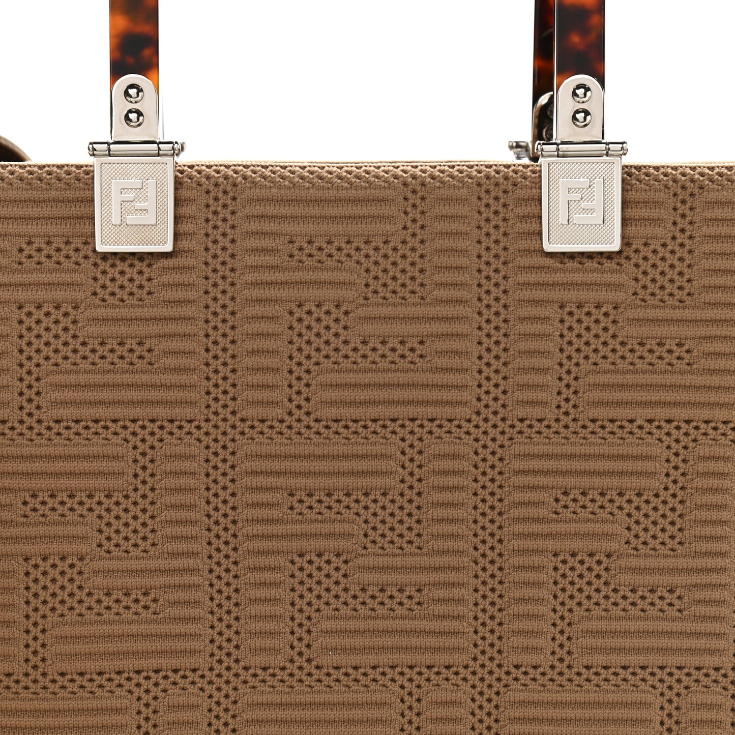 Technical Fabric Plexiglass FF Medium Fendi Sunshine Shopper Tote Sand