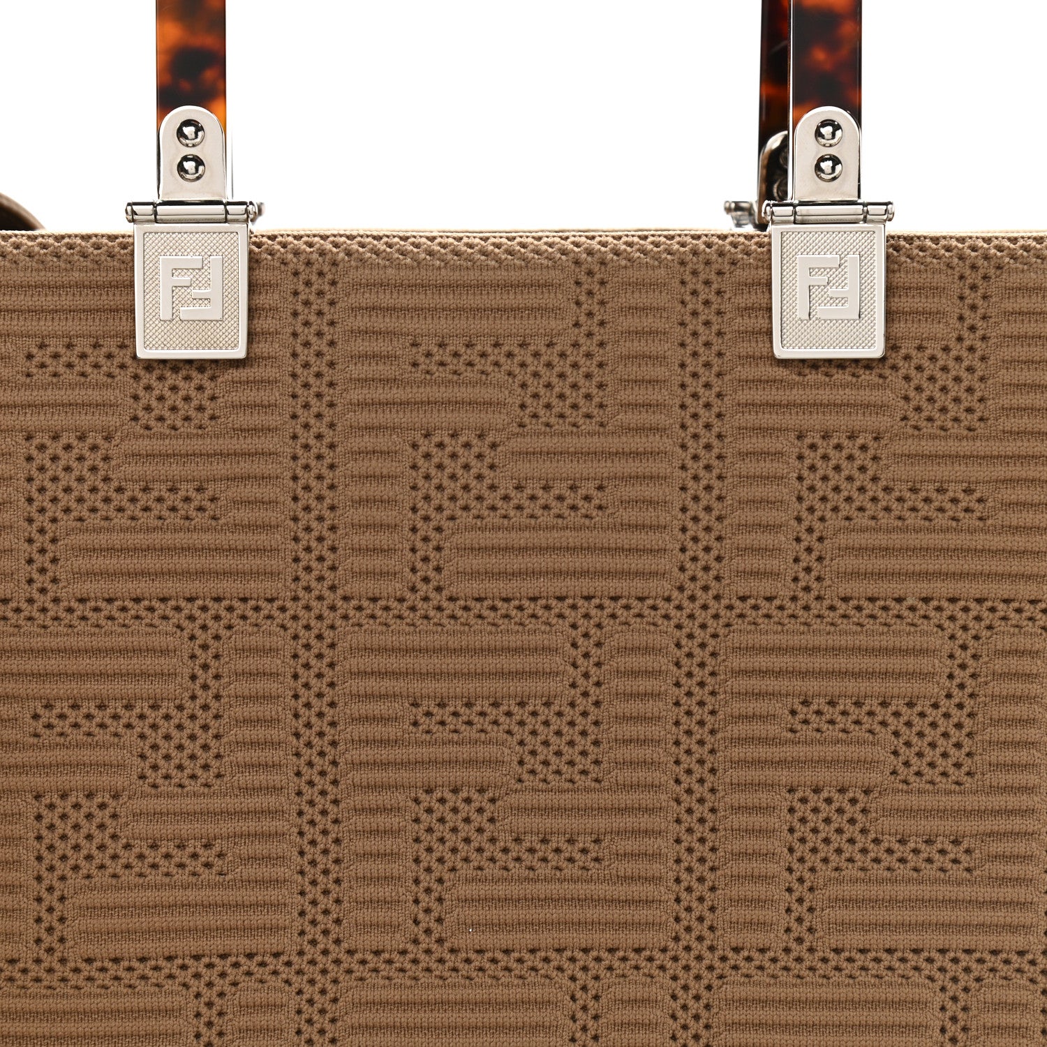Fendi Technical Fabric Plexiglass FF Medium Fendi Sunshine Shopper Tote Sand 8 of 10