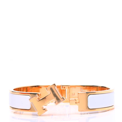 Hermes Enamel Narrow Clic Clac H Bracelet PM White 1 of 5