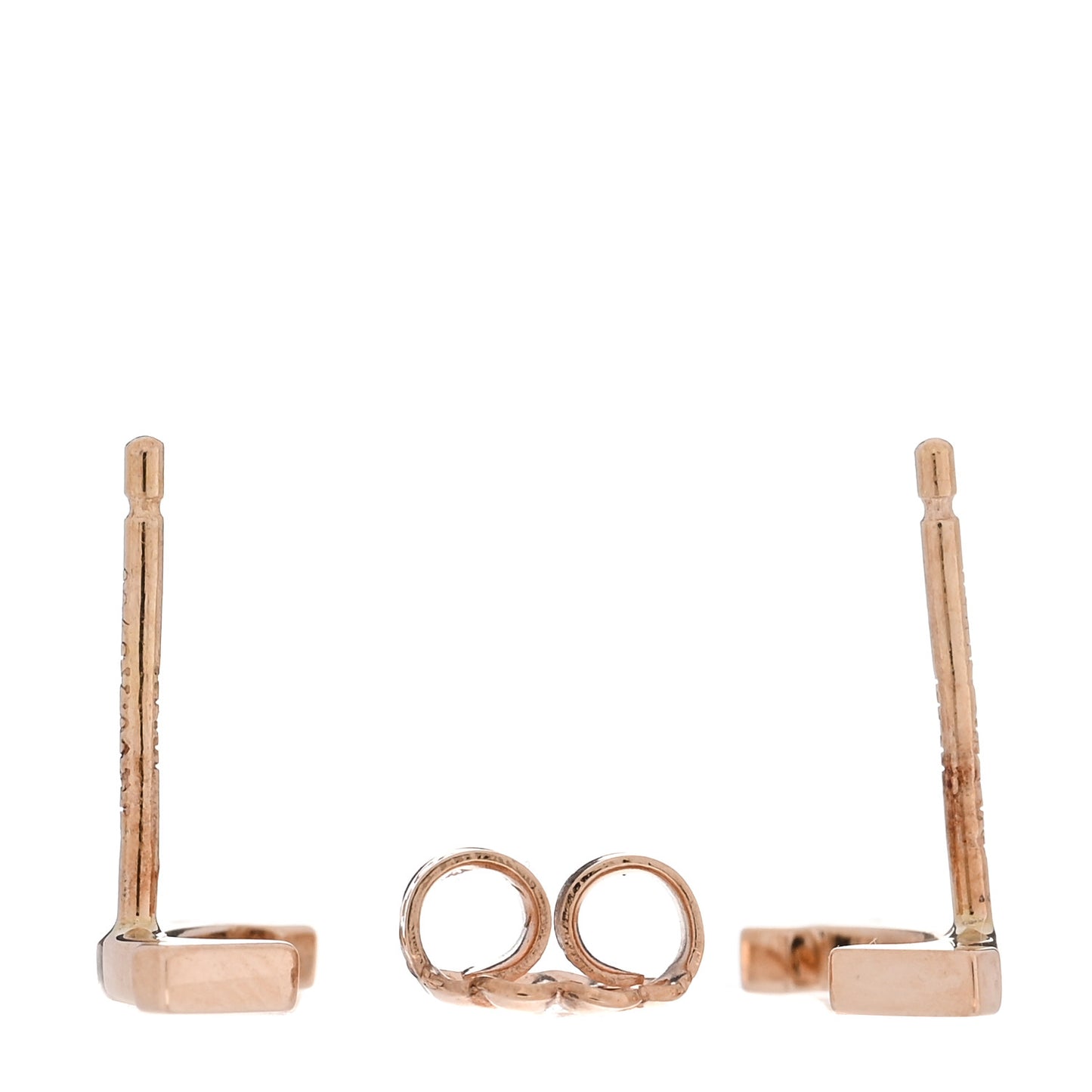 18K Rose Gold T Smile Stud Earrings