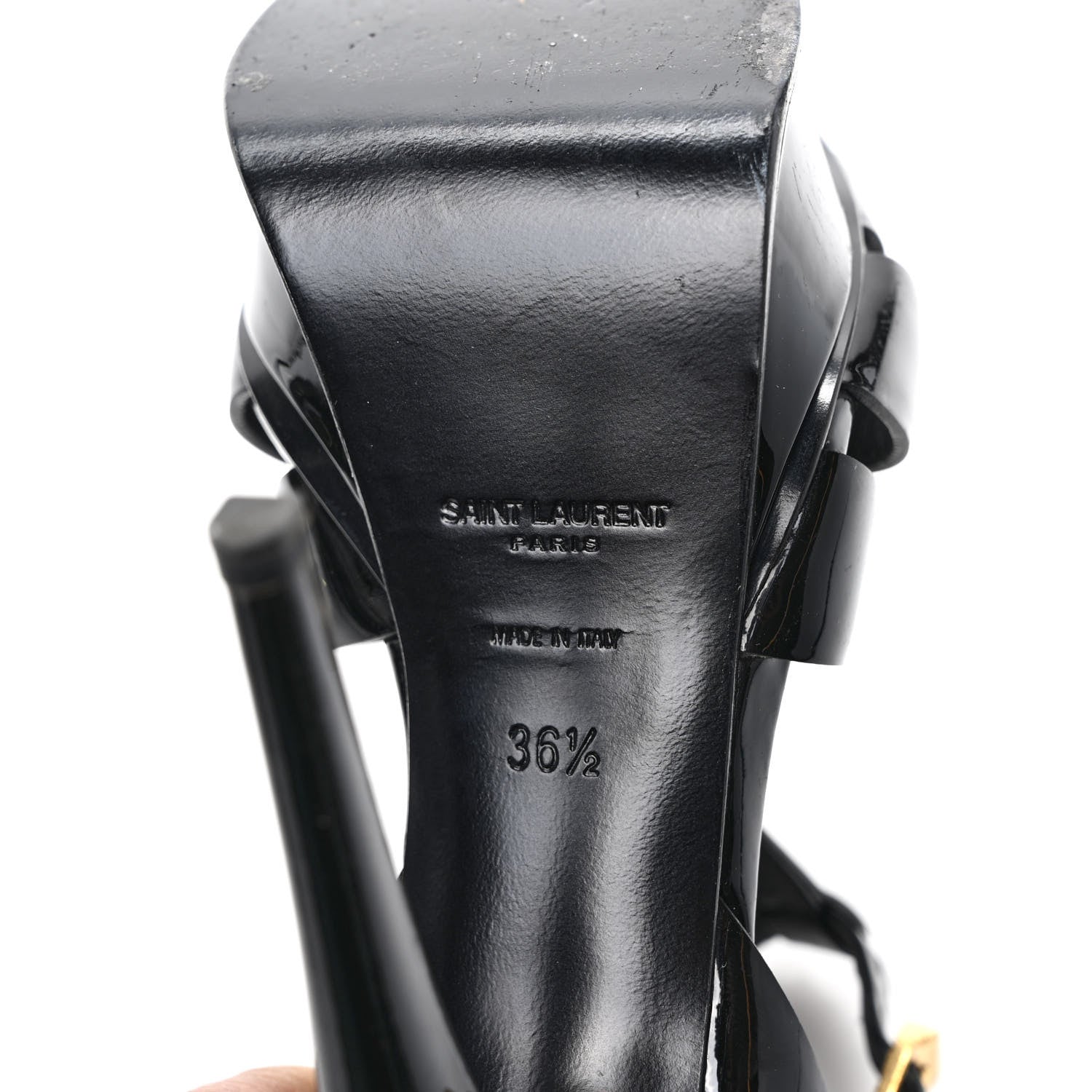 Saint Laurent Patent Tribute 105 Platform Sandals 36.5 Black 6 of 8