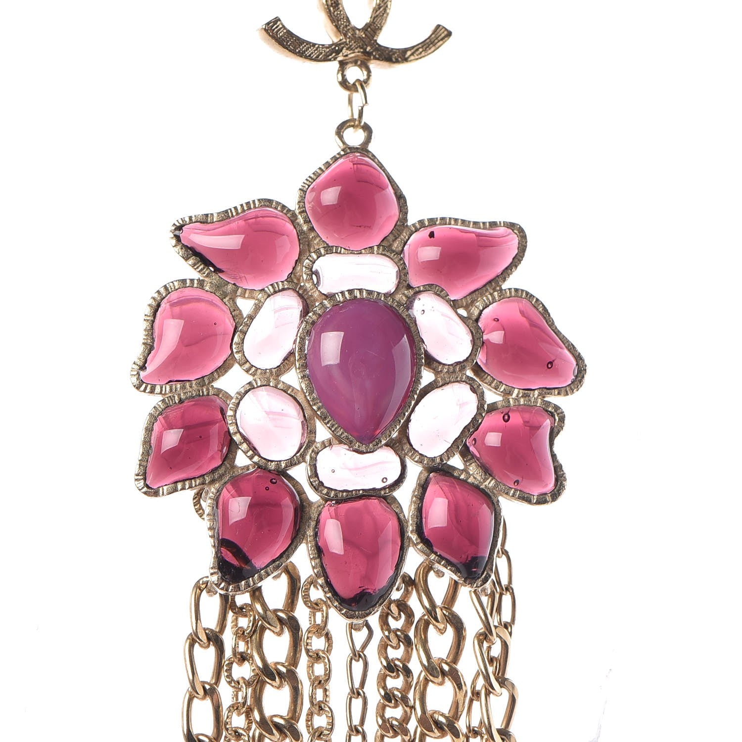 Chanel Gripoix Poured Glass Pearl Beaded CC Long Necklace Gold Multicolor 4 of 7