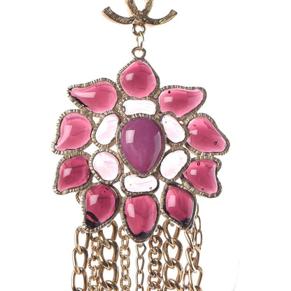 Chanel Gripoix Poured Glass Pearl Beaded CC Long Necklace Gold Multicolor 4 of 7