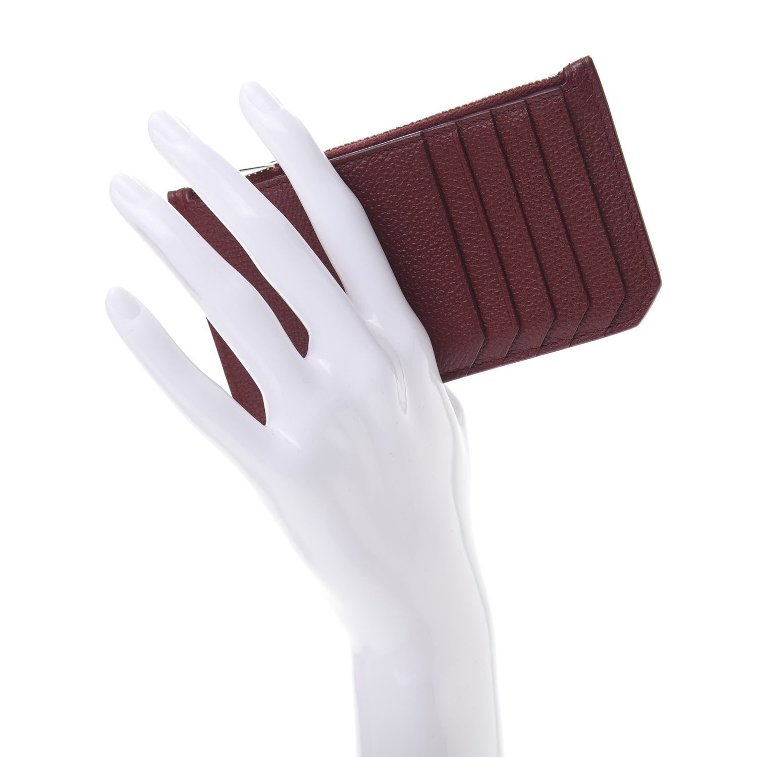 Saint Laurent Grained Calfskin 5 Fragments Zip Pouch Card Holder Burgundy 2 of 8