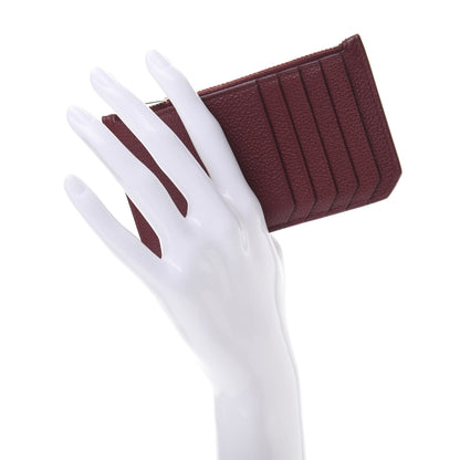 Saint Laurent Grained Calfskin 5 Fragments Zip Pouch Card Holder Burgundy 2 of 8