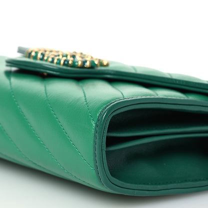 Gucci Azalea Calfskin Enamel Matelasse Diagonal Torchon GG Marmont Chain Wallet New Shamrock Emerald 13 of 13