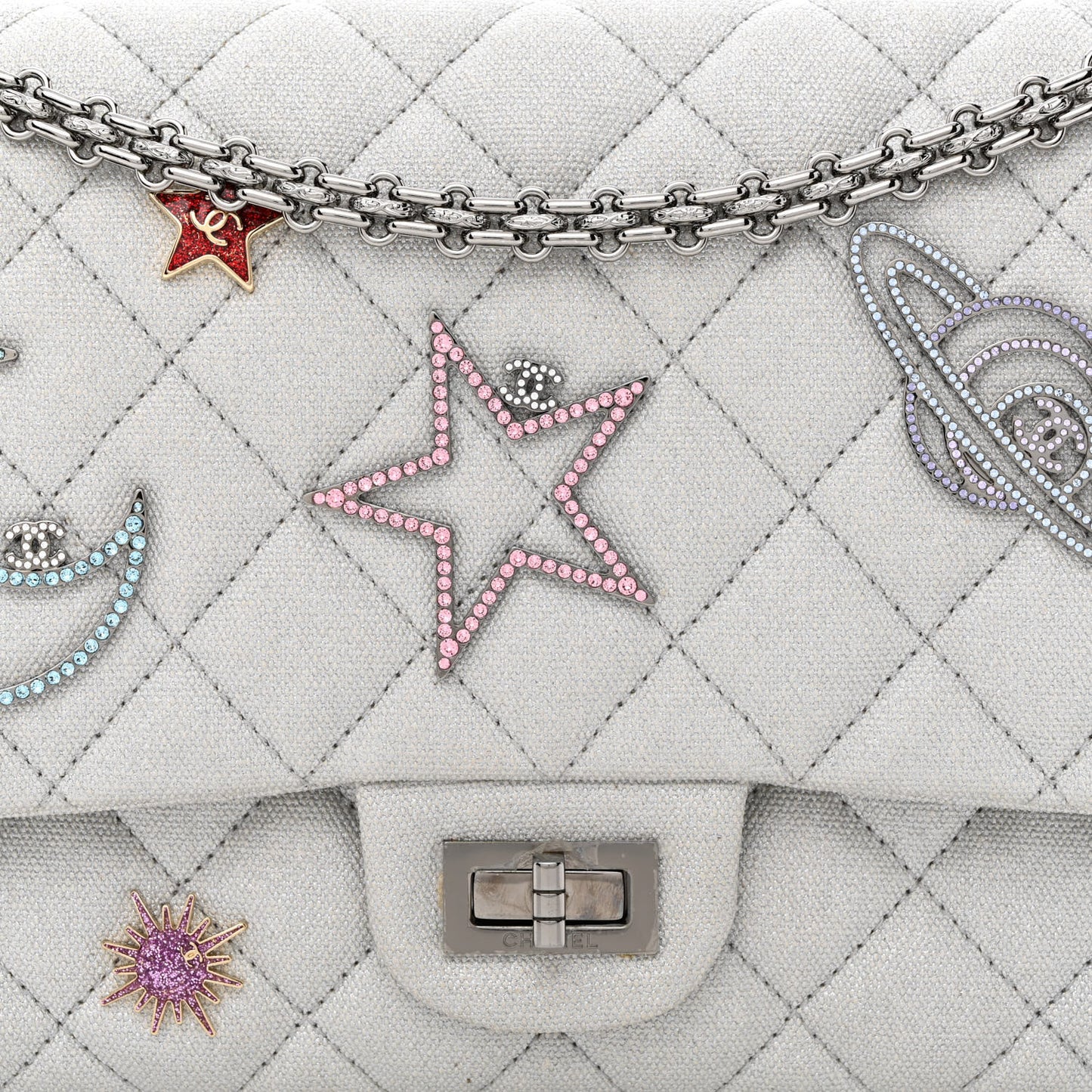Metallic Canvas Space Charms 2.55 Reissue 226 Flap Silver