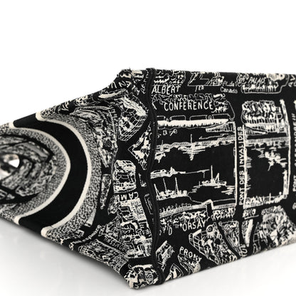 Christian Dior Canvas Embroidered Medium Plan De Paris Book Tote Black White 9 of 12