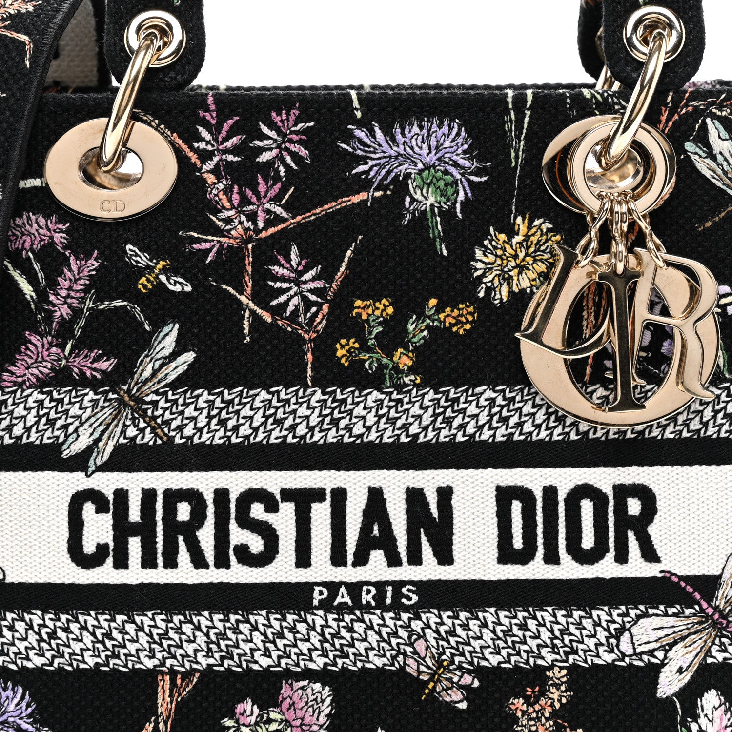 Christian Dior Canvas Embroidered Herbarium Medium Lady D-Lite Black Multicolor 8 of 10