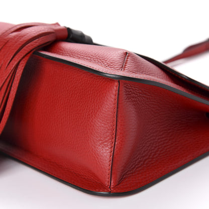 Gucci Pebbled Calfskin Medium Bamboo Daily Flap Shoulder Bag Red 7 of 10