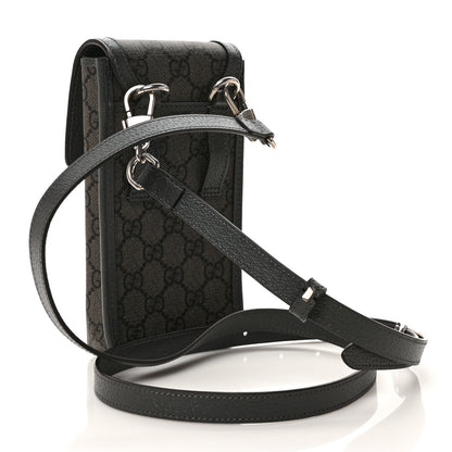 Gucci GG Supreme Monogram Textured Dollar Calfskin Phone Crossbody Bag Grey Black Graphite Grey 3 of 9