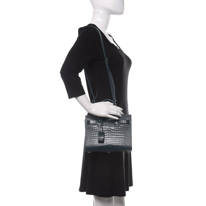 Saint Laurent Calfskin Crocodile Embossed Nano Sac De Jour Dark Turquoise 2 of 11