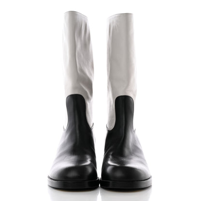 Chanel Calfskin CC Logo Mid Calf Boots Light Grey Black 2 of 19