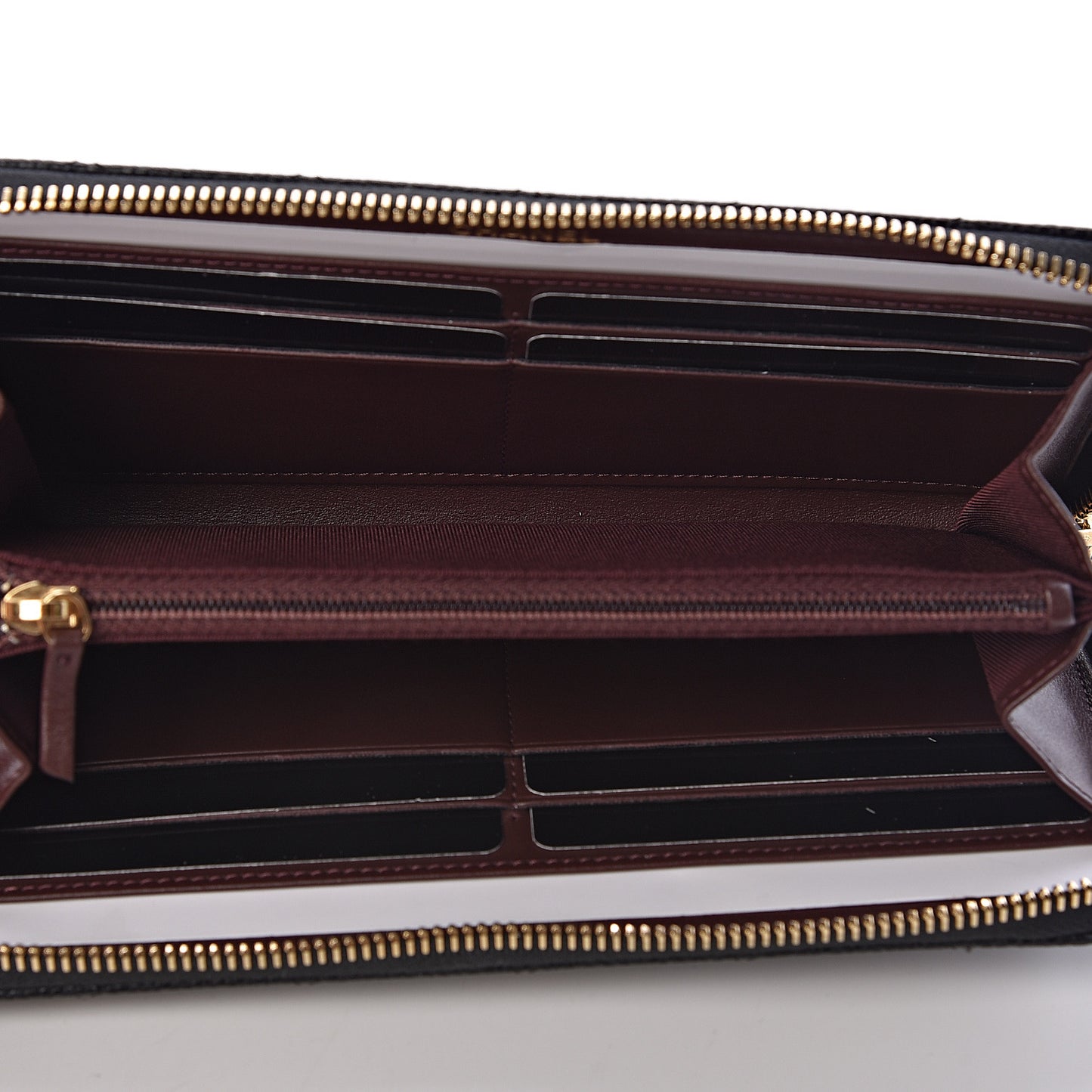 Caviar Quilted Large Gusset Zip Around Wallet Black