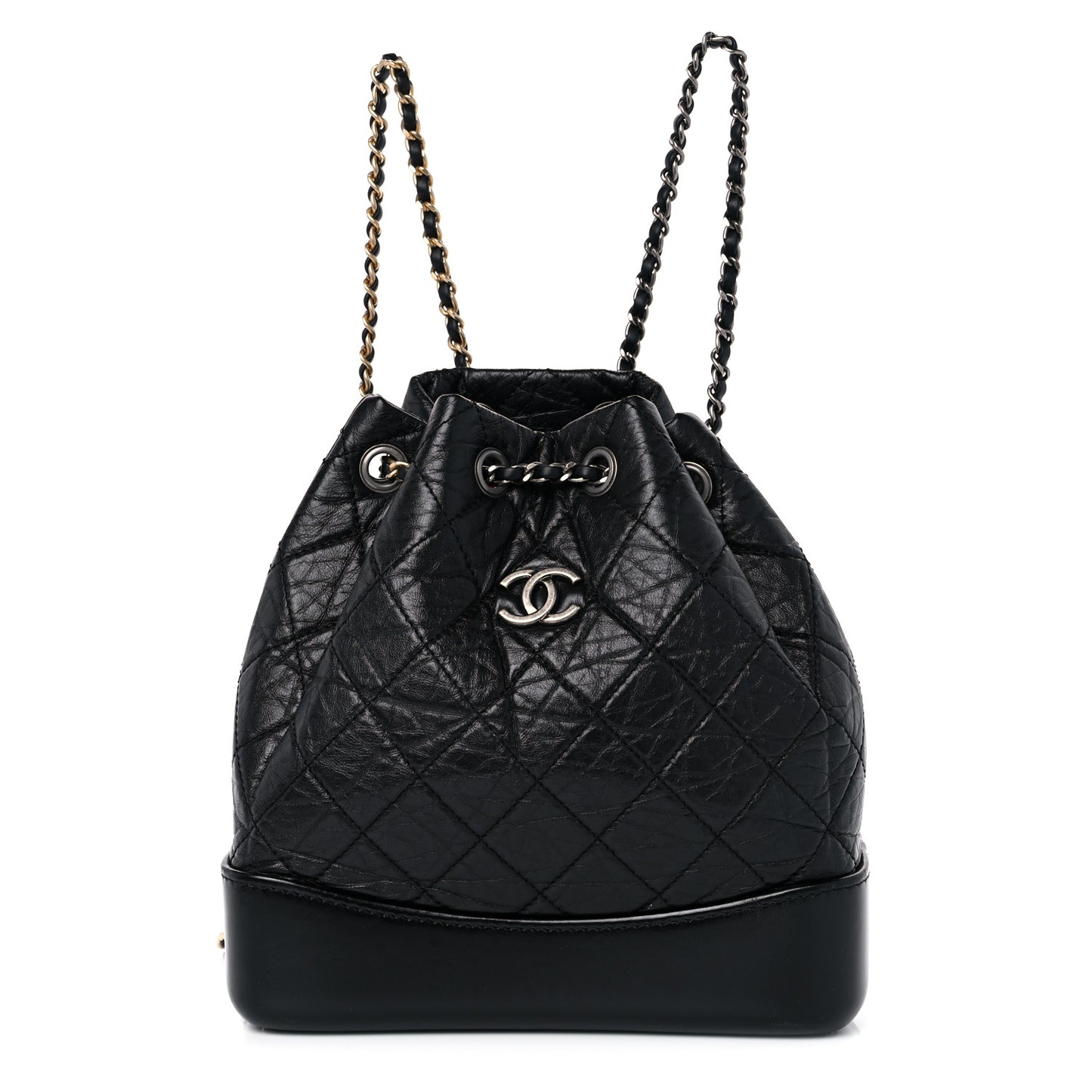 Aged Calfskin Quilted Small Gabrielle Backpack Black