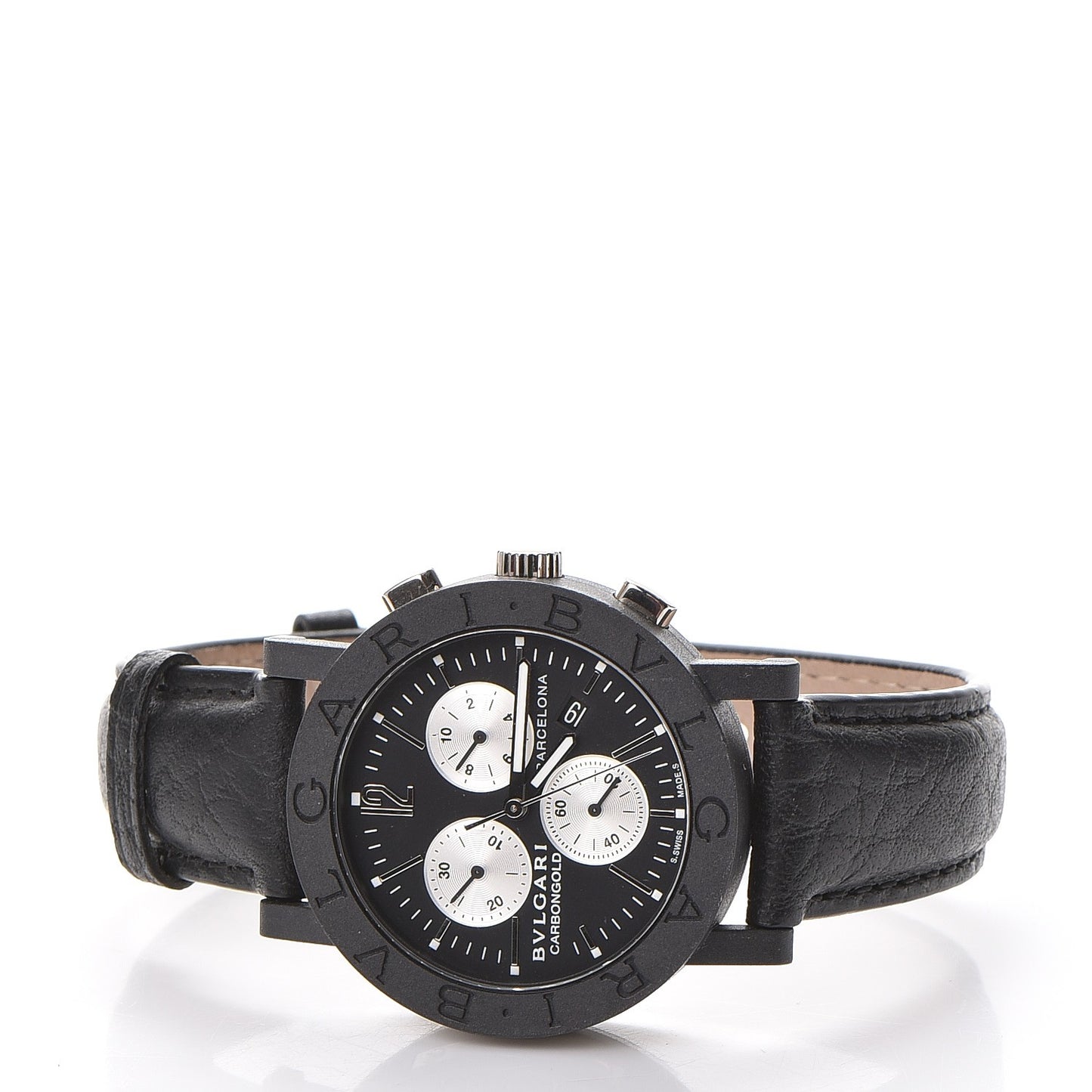 Carbon Calfskin 38mm Marbella Quartz Watch Black