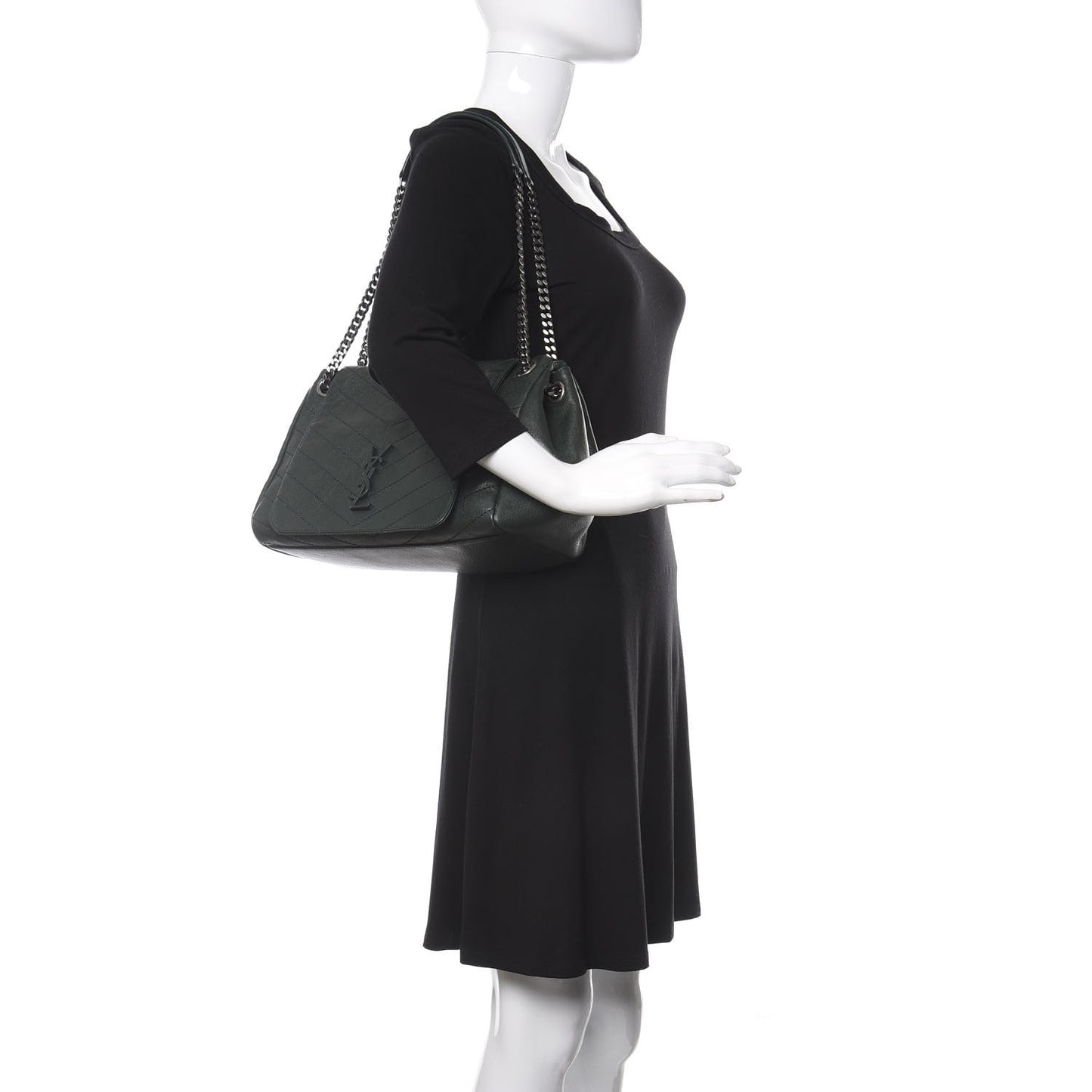 Vintage Lambskin Chevron Monogram Medium Nolita Dark Green