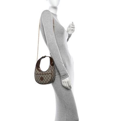 Gucci GG Supreme Monogram Azalea Calfskin Mini Retro Interlocking G Half Moon Bag Beige Ebony Brown Sugar 2 of 11